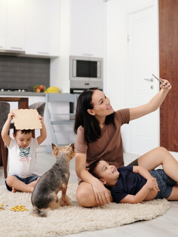 family with dog