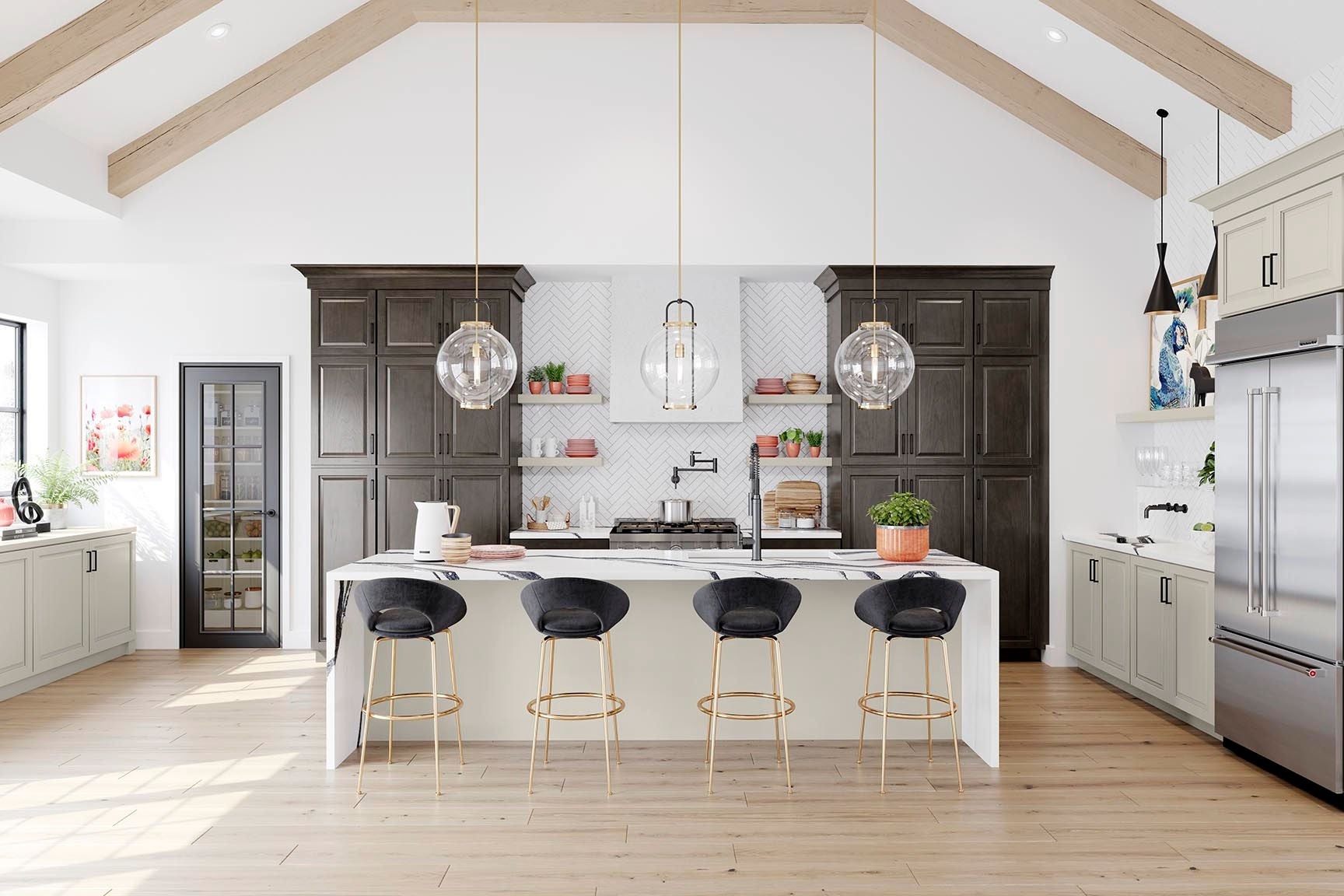 Warm neutral kitchen cabinets