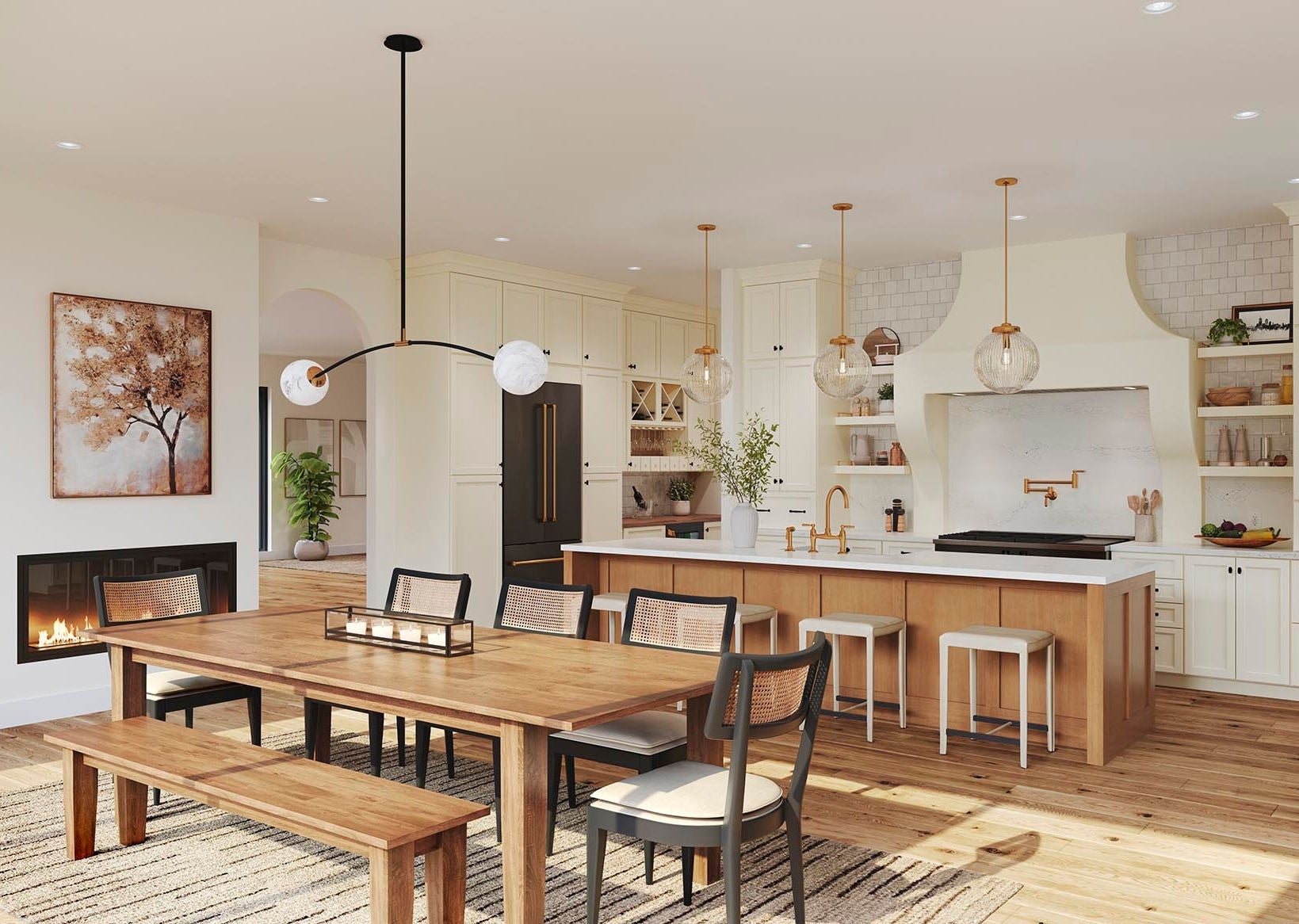 Maple Cider and Painted Vanilla Cabinets