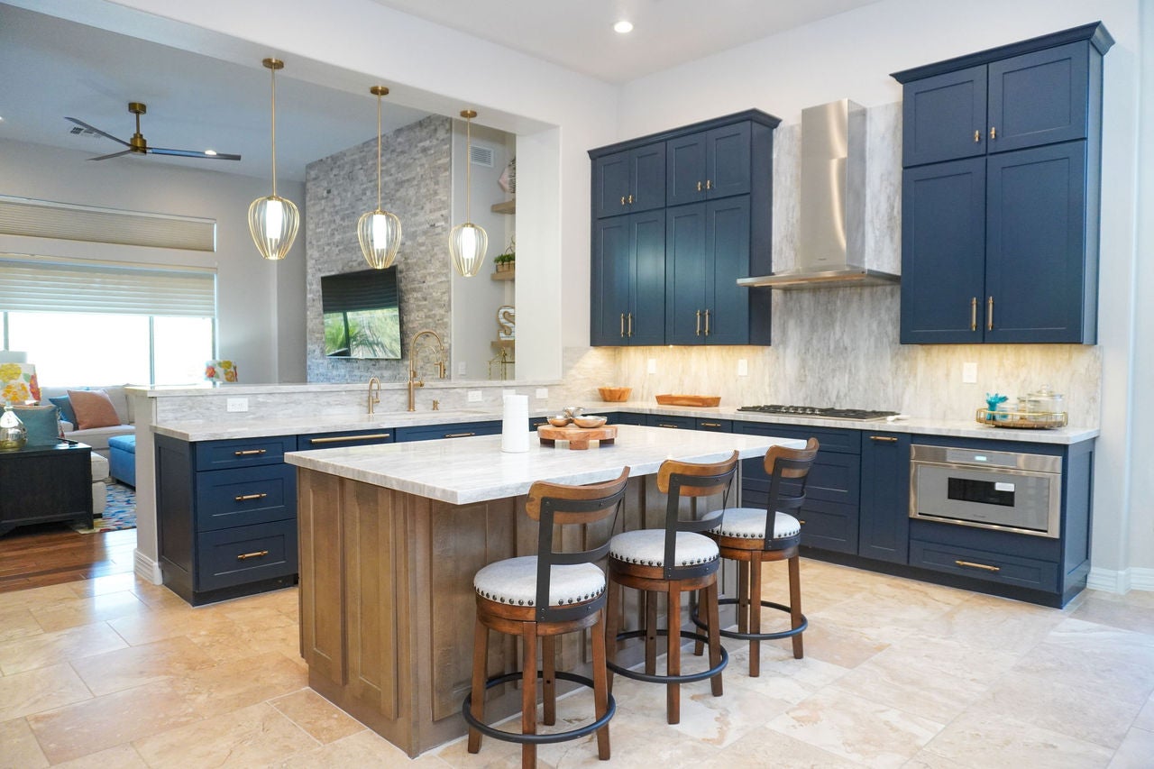 Navy & Almond Harmony: A Kitchen and Living Room Transformation